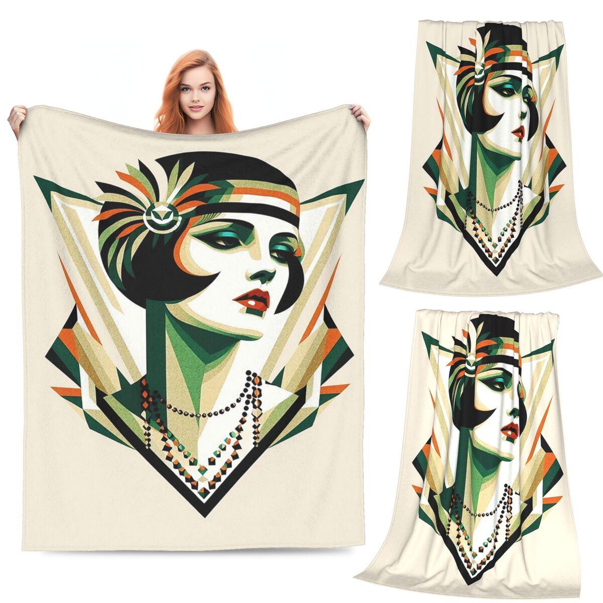 Art Deco Flapper Postcard Fashion Print Blanket Soft Warm Flannel Throw Blanket Plush for Bed Livingroom Picnic Travel Home Sofa 80x120cm
Art Deco Flapper Postcard Fashion Print Blanket Soft Warm Flannel Throw Blanket Plush for Bed Livingroom Picnic Travel Home Sofa 80x120cm