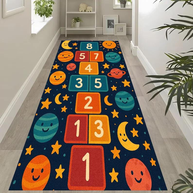 Rocket Space Hopscotch Rug Planets Stars Carpet Runner Rug, Dark Galaxy Theme, Fun Kids Playroom Decor Non-Slip Aisle Mat 40x60cm
Rocket Space Hopscotch Rug Planets Stars Carpet Runner Rug, Dark Galaxy Theme, Fun Kids Playroom Decor Non-Slip Aisle Mat 40x60cm