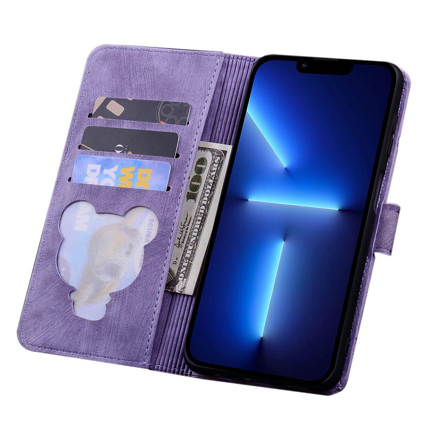 For iPhone 13 6.1 inch Shockproof Wallet Case Cherry Blossom Cat Imprinted PU Leather Stand Flip Cover with Strap Purple
For iPhone 13 6.1 inch Shockproof Wallet Case Cherry Blossom Cat Imprinted PU Leather Stand Flip Cover with Strap Purple
