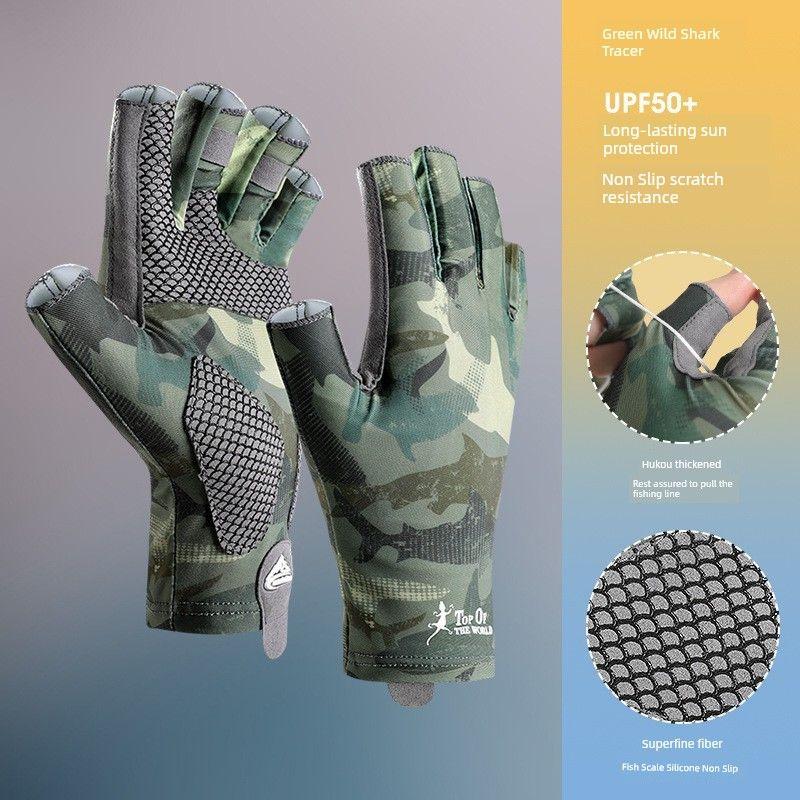 Professional Fishing Gloves Men Summer Outdoor Sun Protection Half Finger Ice Silk Breathable Luya Gloves Tiger Mouth Thickened Open Finger XG55; Green Wild Shark Tracer L
Professional Fishing Gloves Men Summer Outdoor Sun Protection Half Finger Ice Silk Breathable Luya Gloves Tiger Mouth Thickened Open Finger XG55; Green Wild Shark Tracer L