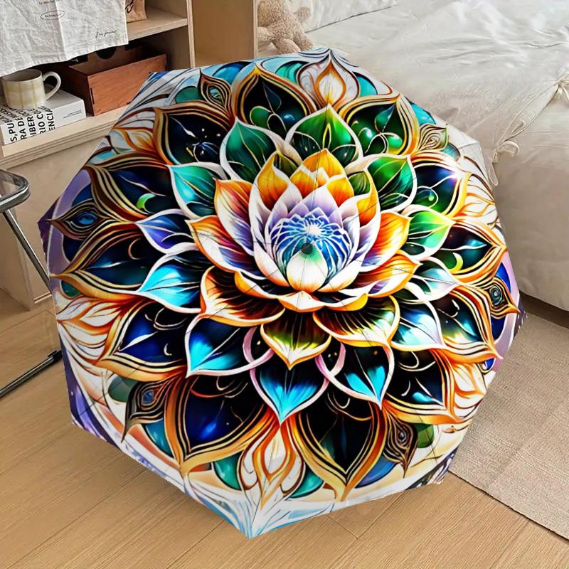 1pc Lotus Mandala Pattern Fashionable Automatic Opening/Closing Folding Umbrella with 8 Iron Bones, Plastic Handle yy251015092
1pc Lotus Mandala Pattern Fashionable Automatic Opening/Closing Folding Umbrella with 8 Iron Bones, Plastic Handle yy251015092