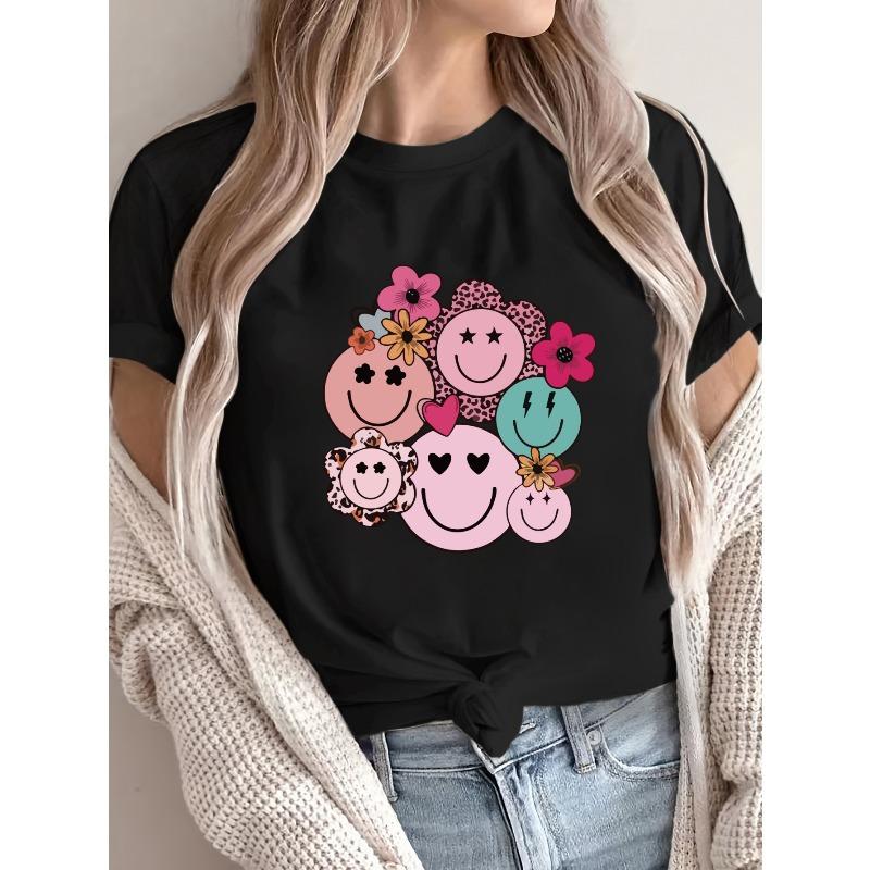 European Size Women s Casual Short Sleeve T-Shirt - Keep Smile Happy Floral joyful Face Print, Soft & Comfortable Relaxed Fit 4XL
European Size Women s Casual Short Sleeve T-Shirt - Keep Smile Happy Floral joyful Face Print, Soft & Comfortable Relaxed Fit 4XL