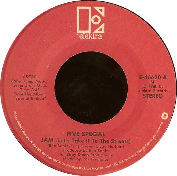 7inch Record FIVE SPECIAL - Jam (Let s Take It To The Streets) E46620 Elektra 1980 US Soul/Funk Used
7inch Record FIVE SPECIAL - Jam (Let s Take It To The Streets) E46620 Elektra 1980 US Soul/Funk Used