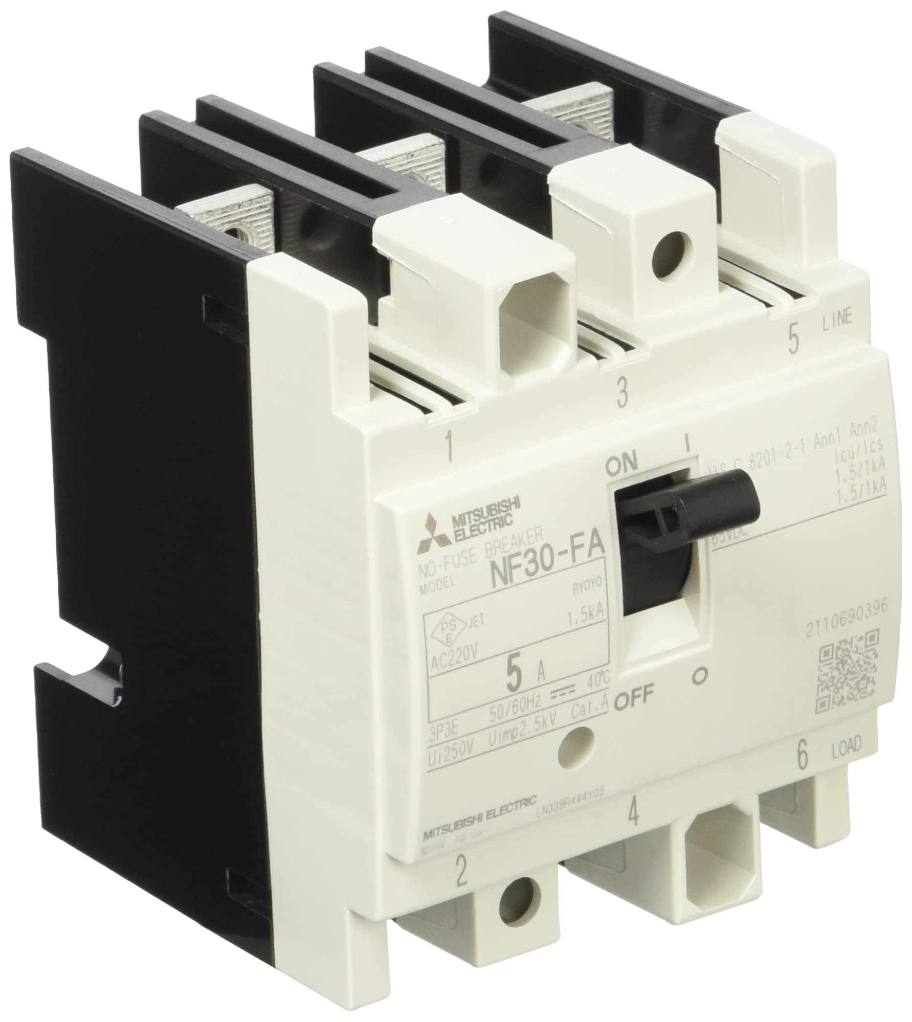 Mitsubishi Electric Breaker FA Series for Control Panels Vertical Dimension 72mm Simple Back Wiring 3P 5A No-Fuse NF30-FA
Mitsubishi Electric Breaker FA Series for Control Panels Vertical Dimension 72mm Simple Back Wiring 3P 5A No-Fuse NF30-FA