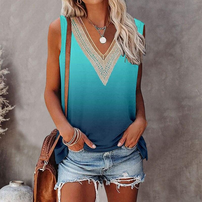 Лето 2023, женские кружевные рубашки и блузки без рукавов, элегантные стильные топы с v-образным вырезом и принтом, модный повседневный свободный жилет Blusas 26581 XXL озеро синий
Лето 2023, женские кружевные рубашки и блузки без рукавов, элегантные стильные топы с v-образным вырезом и принтом, модный повседневный свободный жилет Blusas 26581 XXL озеро синий