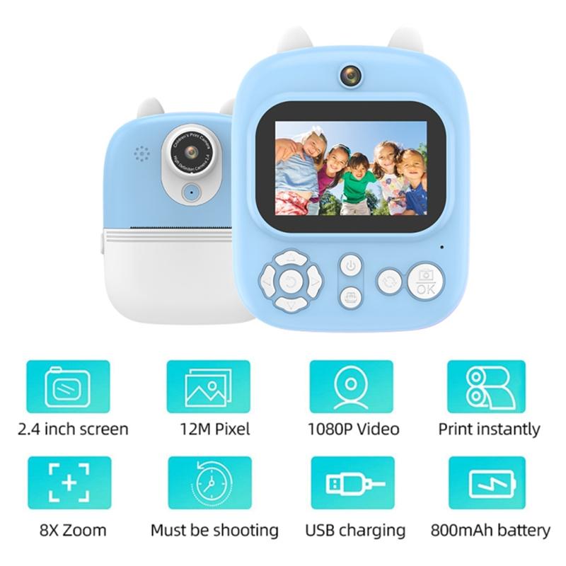 1200W Pixel 2.4-inch IPS Screen Kids Camera Inkless Print Instant Camera with 32G Memory Card,Card Reader Blue
1200W Pixel 2.4-inch IPS Screen Kids Camera Inkless Print Instant Camera with 32G Memory Card,Card Reader Blue