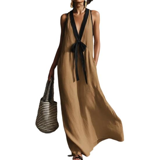 Women Color Block Deep V Neck Maxi Dress Sleeveless Flowy Loose Long Tank Dress Summer Beach Vacation Sundress with Pockets M хакі
Women Color Block Deep V Neck Maxi Dress Sleeveless Flowy Loose Long Tank Dress Summer Beach Vacation Sundress with Pockets M хакі