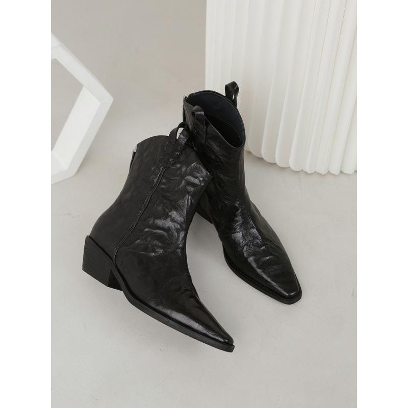 London Holiday~ Stylish pointed V-mouth thin thick heel wrinkled western short boots women 35 чёрный
London Holiday~ Stylish pointed V-mouth thin thick heel wrinkled western short boots women 35 чёрный