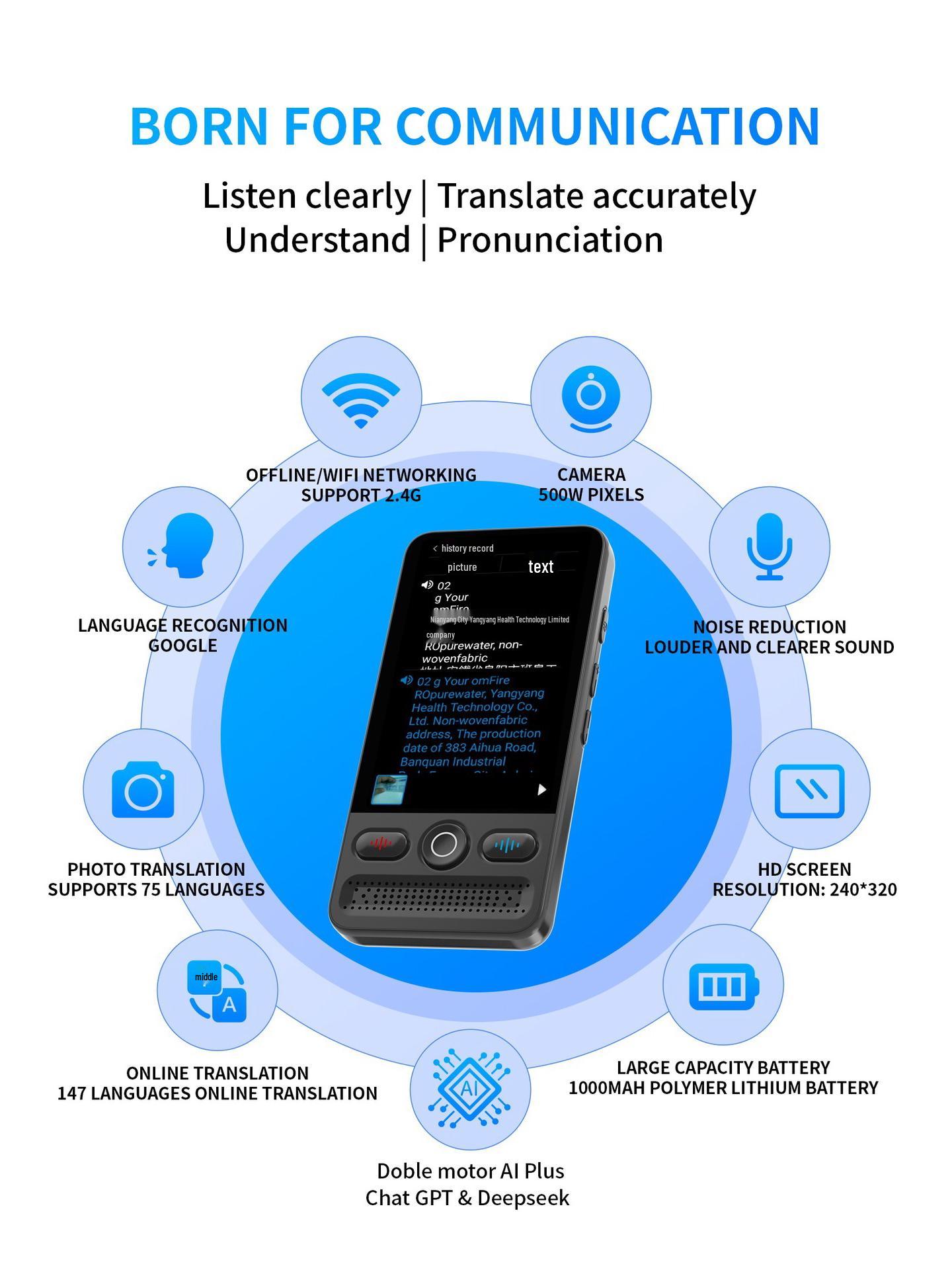 Offline AI Translator Stick: Accurate and Intelligent Translation for Foreign Trade and Export
Offline AI Translator Stick: Accurate and Intelligent Translation for Foreign Trade and Export