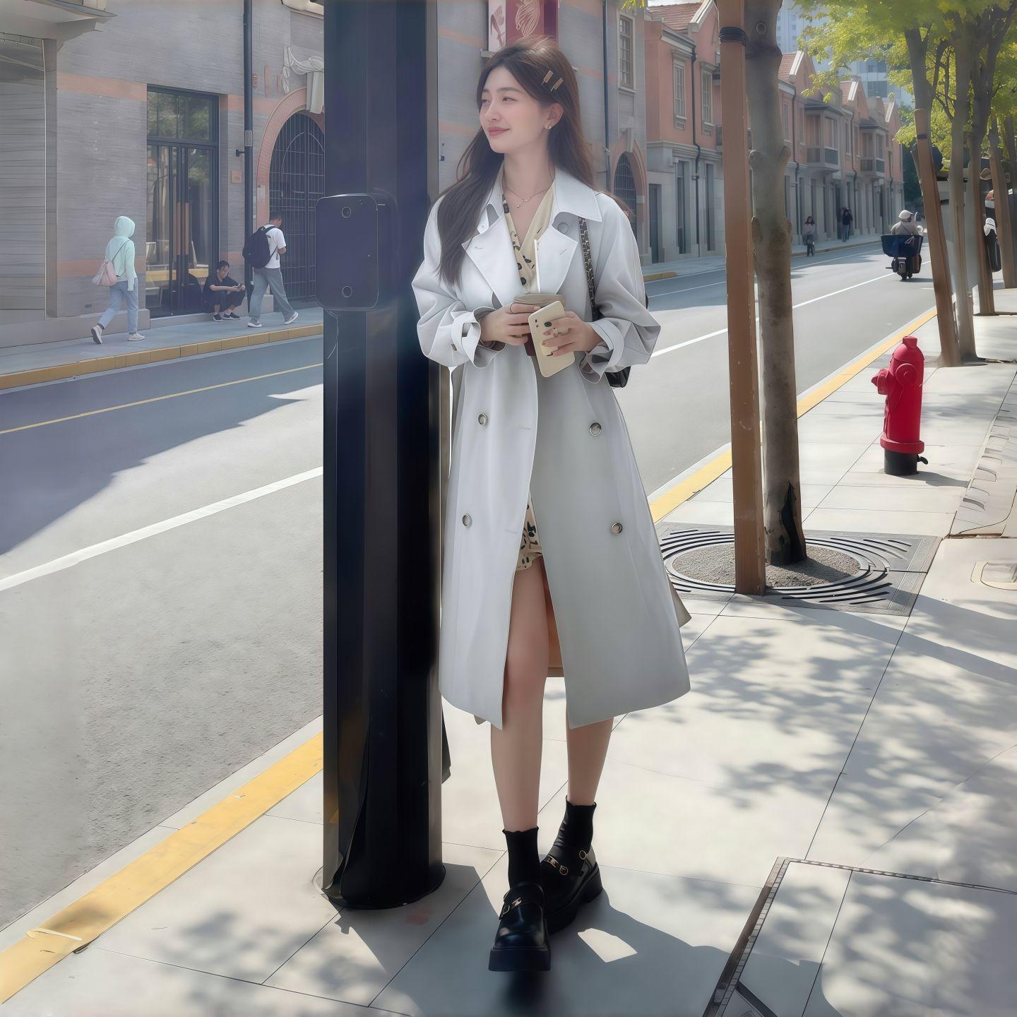 Женский хаки тренч средней длины - Весна/Осень 2025, Корейский стиль, Свободный крой, Повседневный и универсальный, Для миниатюрных. Large грязно-белый
Женский хаки тренч средней длины - Весна/Осень 2025, Корейский стиль, Свободный крой, Повседневный и универсальный, Для миниатюрных. Large грязно-белый