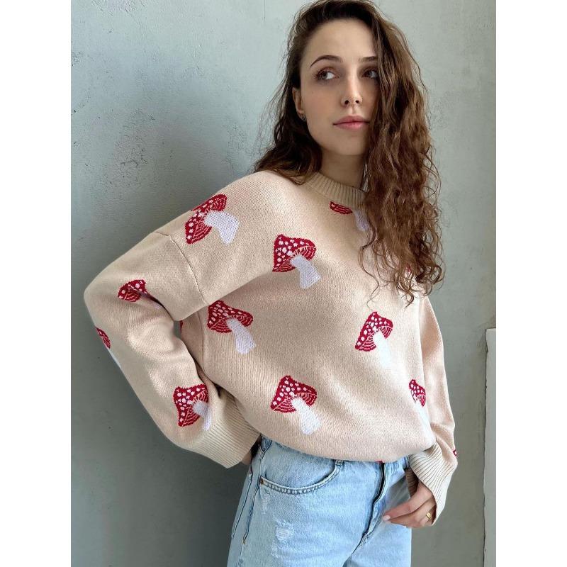 Женский свитер с жаккардовым узором и грибами, свободный свитер контрастного цвета L
Женский свитер с жаккардовым узором и грибами, свободный свитер контрастного цвета L