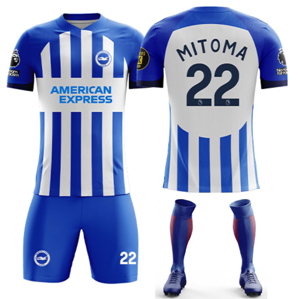 Футбольная форма Kaoru Mitoma, домашняя форма Brighton Mitoma, номер 22, детские и взрослые шорты, комплект из верхней и нижней части с носками, легкая и быстрая
Футбольная форма Kaoru Mitoma, домашняя форма Brighton Mitoma, номер 22, детские и взрослые шорты, комплект из верхней и нижней части с носками, легкая и быстрая