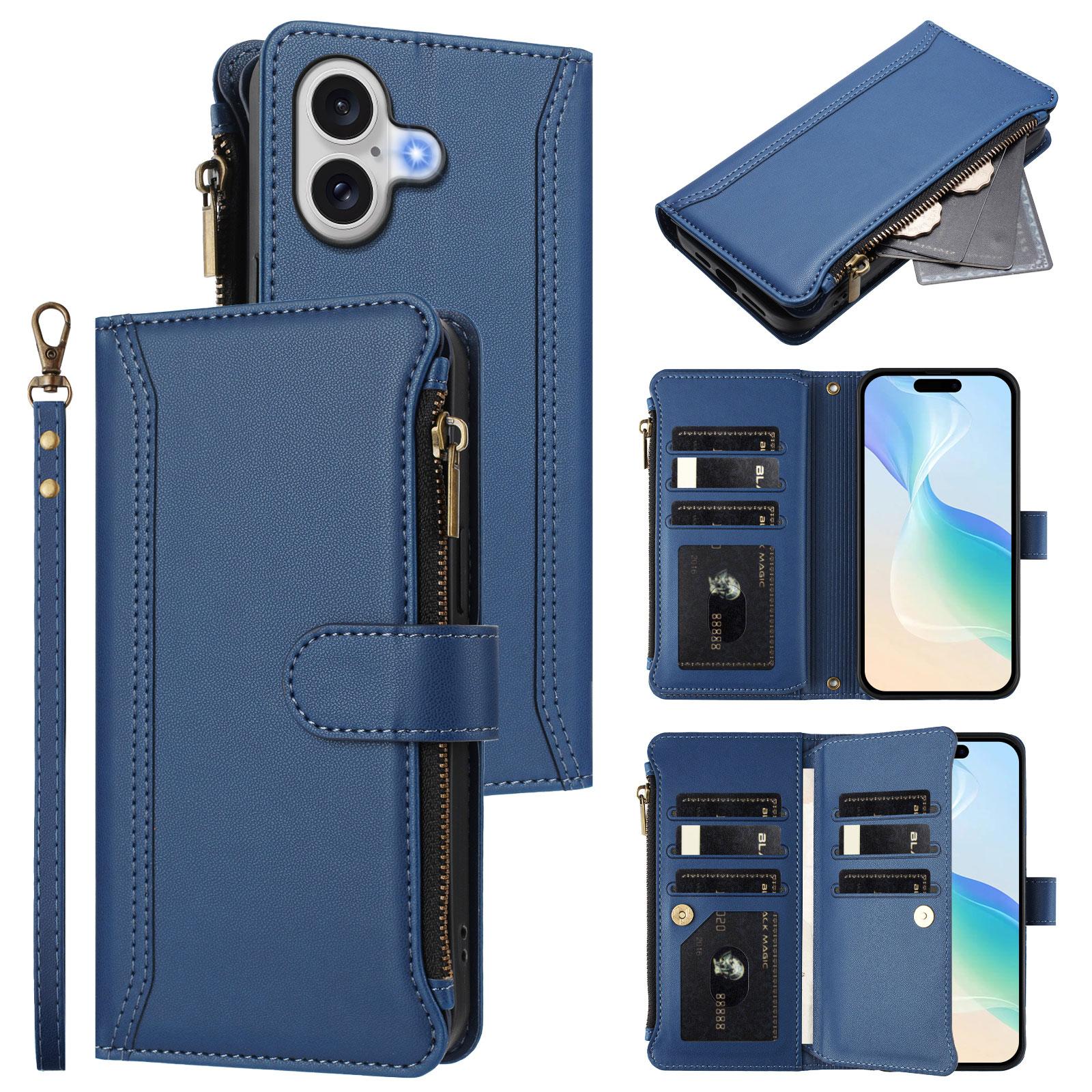 For iPhone 17 Leather Case 9 Card Slots Zipper Wallet Stand Phone Cover with Wrist Strap Purple
For iPhone 17 Leather Case 9 Card Slots Zipper Wallet Stand Phone Cover with Wrist Strap Purple