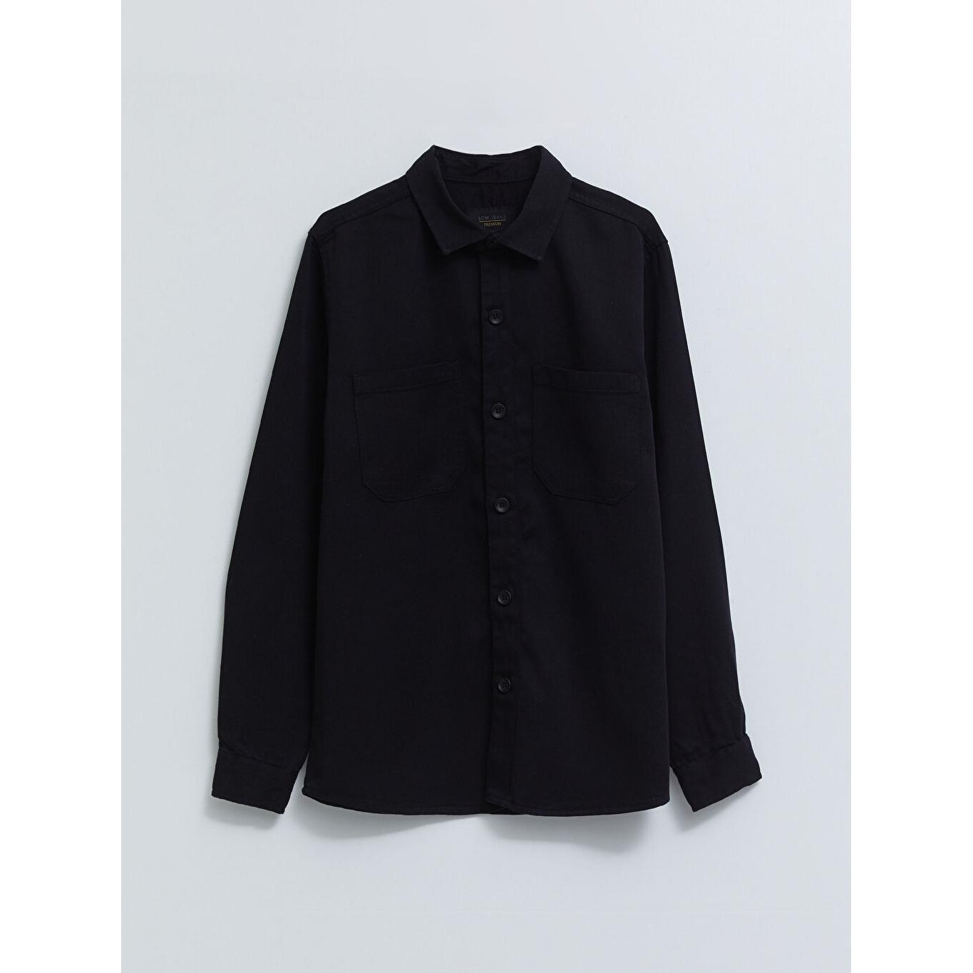 Мужская джинсовая рубашка стандартного кроя с длинным рукавом, черная