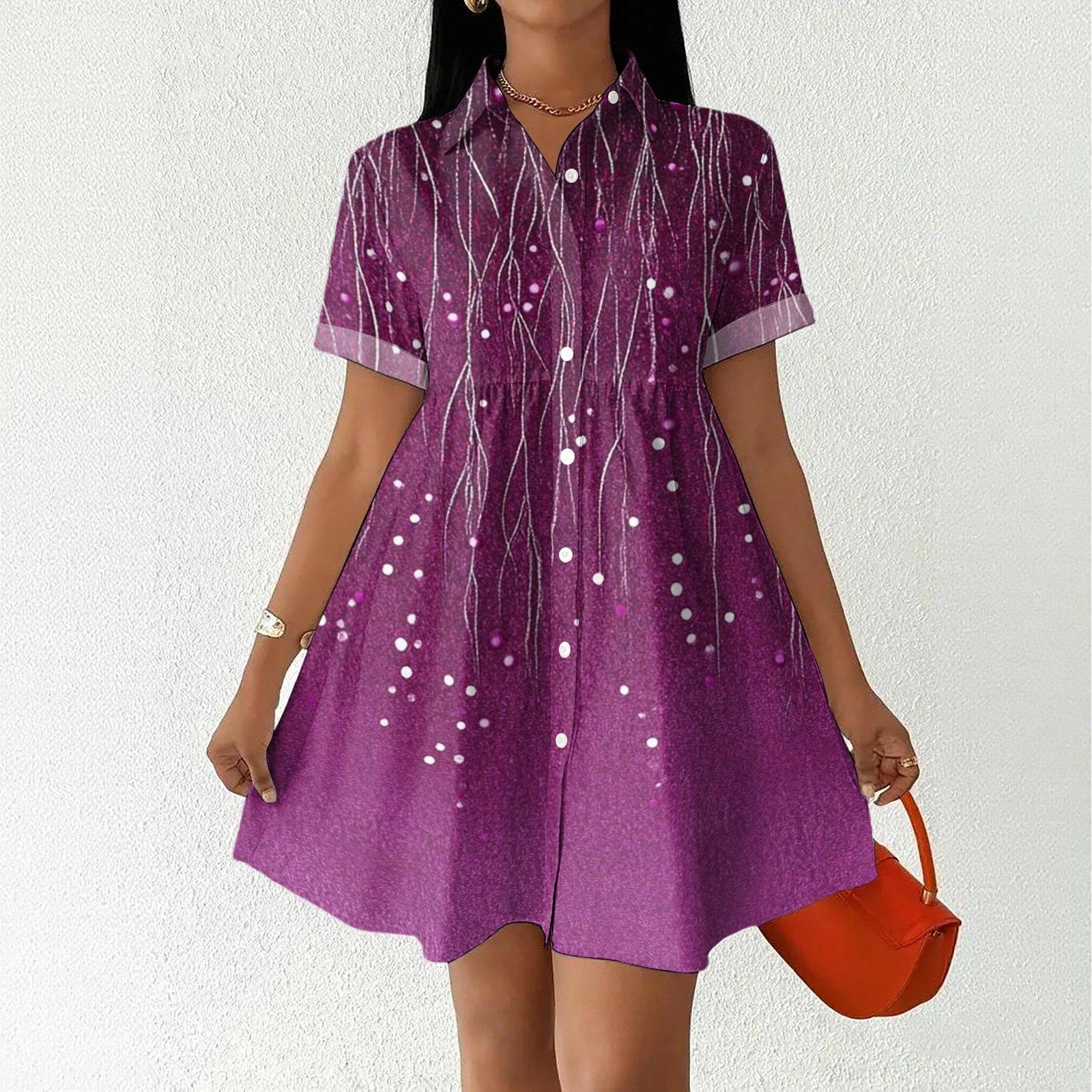 Women’s Casual Loose Fit Shirt Dress with Button Front Stand Collar Short Sleeve Patchwork Print Lightweight Design M фиолетовый
Women’s Casual Loose Fit Shirt Dress with Button Front Stand Collar Short Sleeve Patchwork Print Lightweight Design M фиолетовый