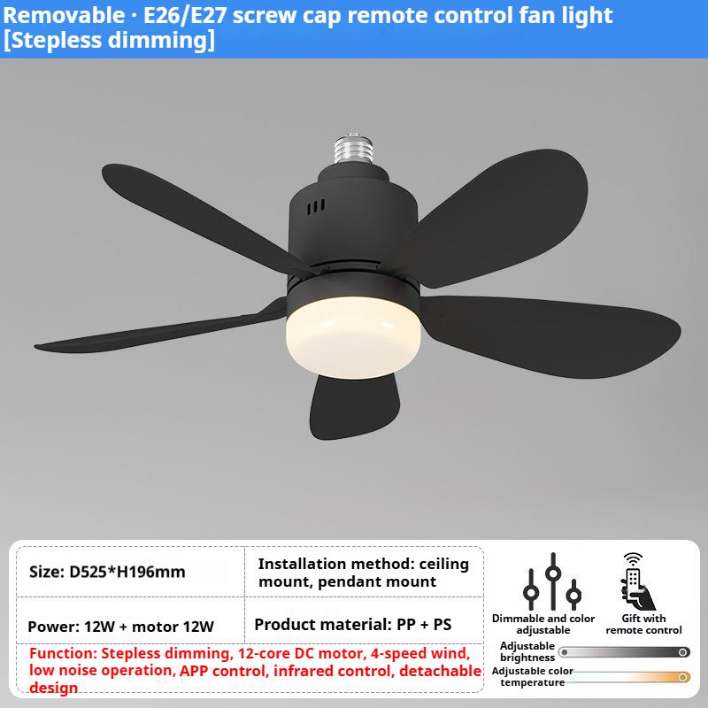 E27 Socket Fan Light with Remote Control 4 Speed Detachable Ceiling Fan LED Lighting for Bedroom Living Room Home Cooling 21-30W&85-265V чорний
E27 Socket Fan Light with Remote Control 4 Speed Detachable Ceiling Fan LED Lighting for Bedroom Living Room Home Cooling 21-30W&85-265V чорний