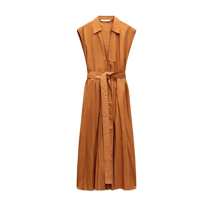 Spring New Arrival French Style Socialite Style V Neck Sleeveless with Belt Poplin Shirt Style Dress 4786134 Dark orange L
Spring New Arrival French Style Socialite Style V Neck Sleeveless with Belt Poplin Shirt Style Dress 4786134 Dark orange L