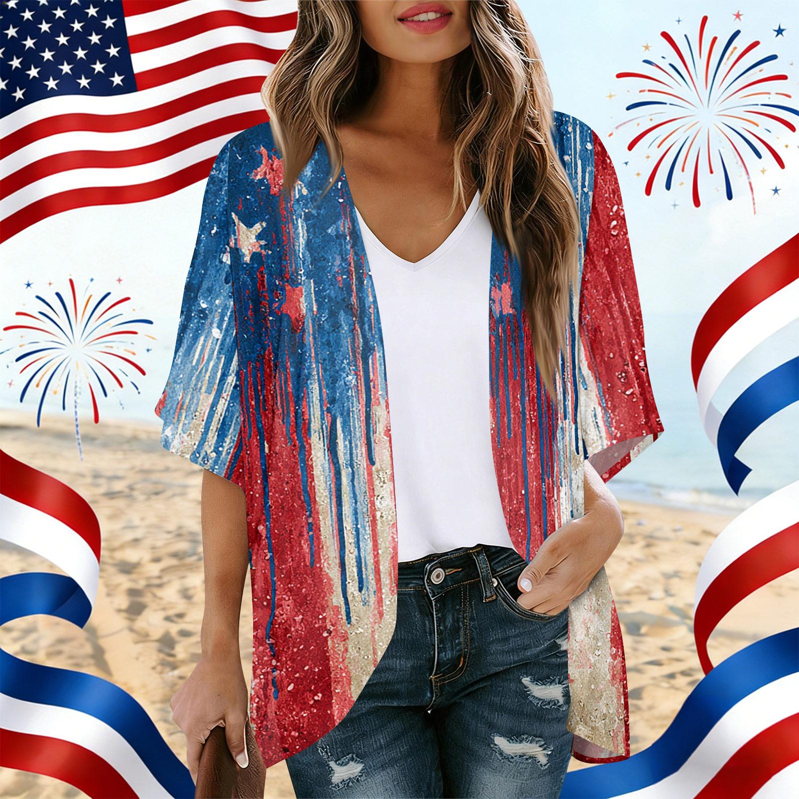 Women s Independence Day Print Cardigan, Loose-Fit Tunic, Casual Shirt S винний
Women s Independence Day Print Cardigan, Loose-Fit Tunic, Casual Shirt S винний