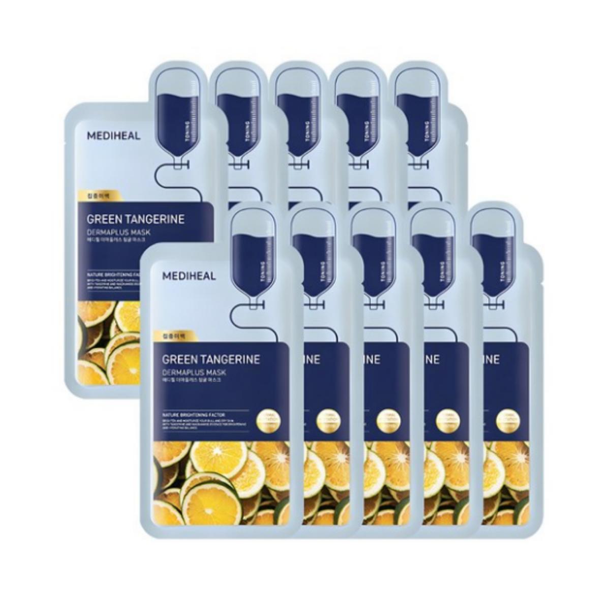 Mediheal Derma Plus Green Tangerine Mask — 10 sheets (each 22 ml, 1 pack of 10)
Mediheal Derma Plus Green Tangerine Mask — 10 sheets (each 22 ml, 1 pack of 10)