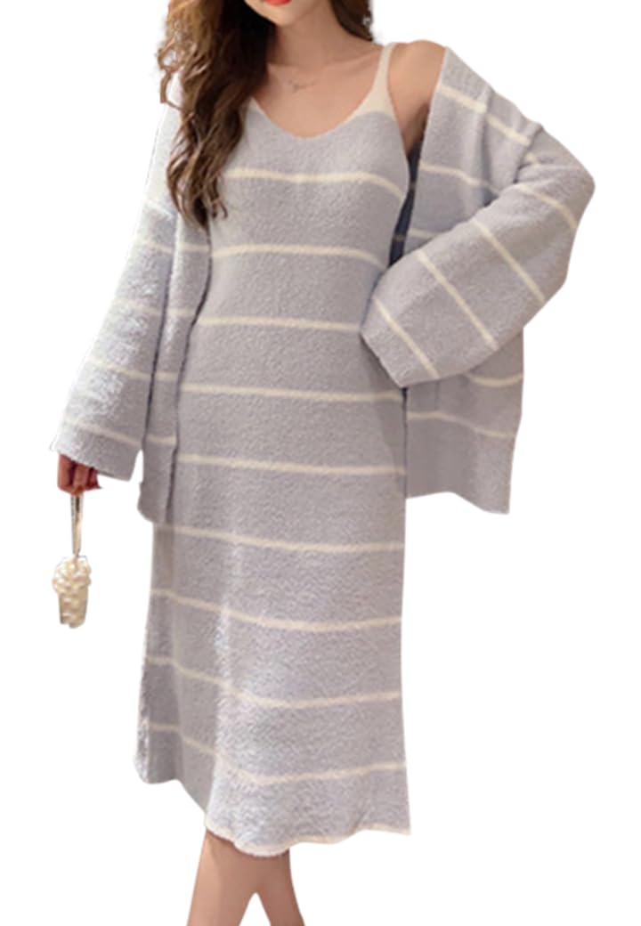 RIRIOA Fluffy Pajama Set with Loungewear Dress Women s Cardigan, 2-Piece (Blue) синий
RIRIOA Fluffy Pajama Set with Loungewear Dress Women s Cardigan, 2-Piece (Blue) синий