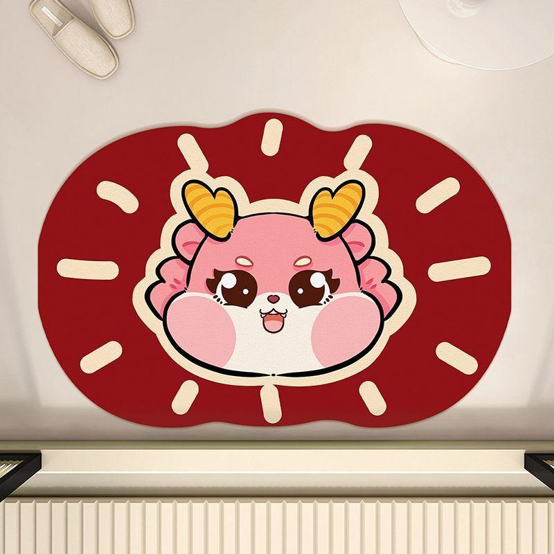 Украшение Года Дракона Коврик для пола в ванной комнате Мягкий коврик для пола из диатомовой грязи Туалет Ванная комната Дверной коврик для ног Мультяшный коврик для пола 40 * 60 (soft diatom mud)