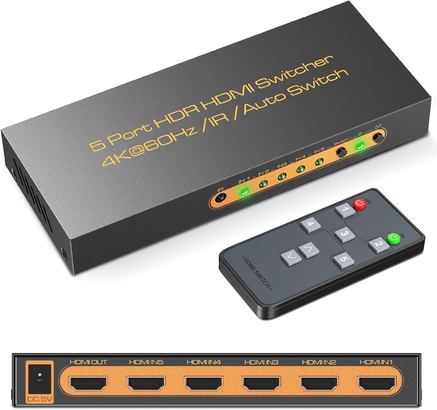 HDMI-коммутатор, 5 входов, 1 совместимый выход, пульт дистанционного управления в комплекте, совместим с Switch 2.0, 4k@60hz, HDCP2.2, HDR, PS5/PS4/Nintendo
HDMI-коммутатор, 5 входов, 1 совместимый выход, пульт дистанционного управления в комплекте, совместим с Switch 2.0, 4k@60hz, HDCP2.2, HDR, PS5/PS4/Nintendo