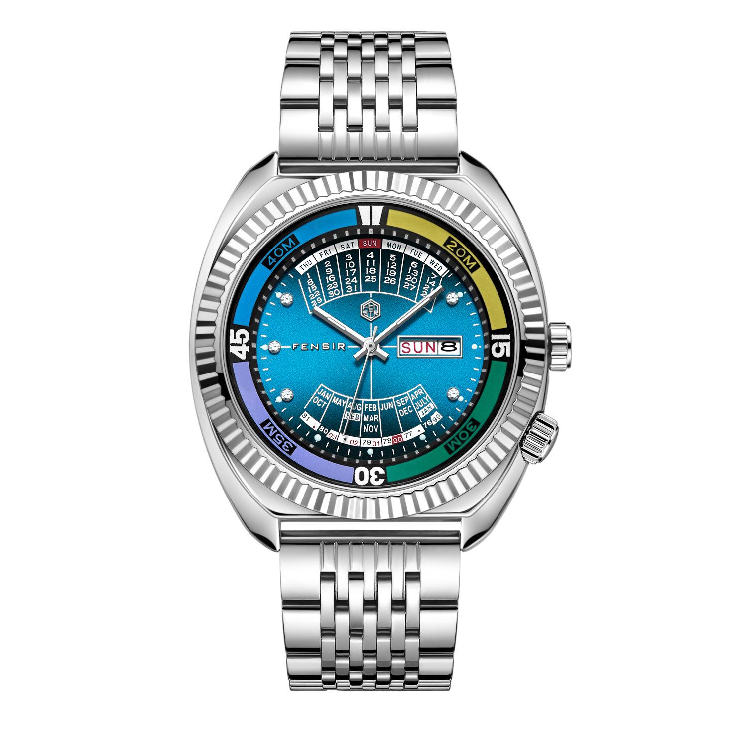 Чоловічий класичний кварцовий годинник з великим циферблатом, подвійним календарем та мітками з кристалів.
Чоловічий класичний кварцовий годинник з великим циферблатом, подвійним календарем та мітками з кристалів.