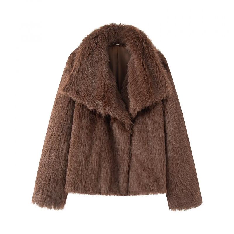 Elegant Faux Fur Lapel Coat - Fashionable Women s Casual Wear Medium темно-коричневого кольору
Elegant Faux Fur Lapel Coat - Fashionable Women s Casual Wear Medium темно-коричневого кольору