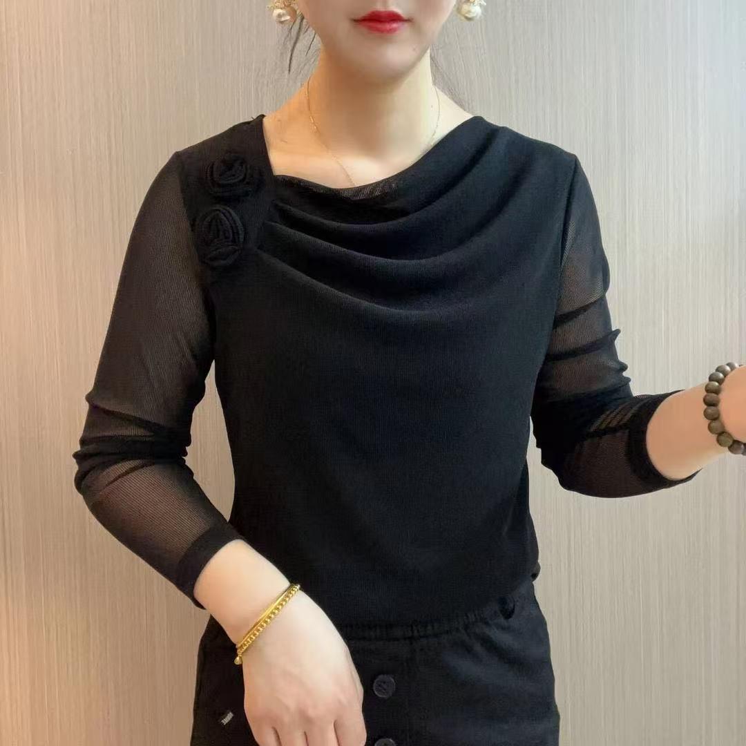 2026 Spring/Autumn Rose Swing Collar Elastic Mesh Elegant Long Sleeve Women s T-shirt 6XL чорний
2026 Spring/Autumn Rose Swing Collar Elastic Mesh Elegant Long Sleeve Women s T-shirt 6XL чорний