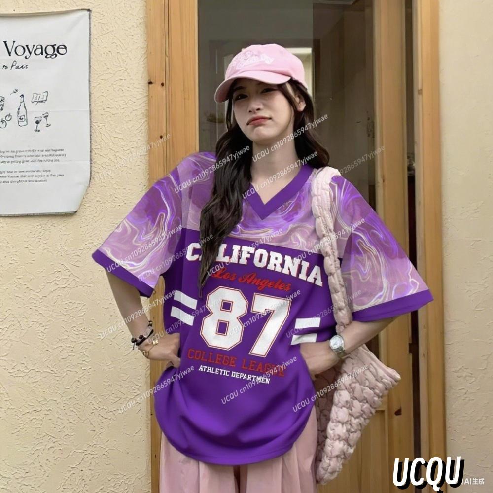 summer Women Number 52 Print V-Neck Short Sleeve T-Shirt Summer Tee Baseball Jerseys Stripe Oversized Sport T-Shirt XL
summer Women Number 52 Print V-Neck Short Sleeve T-Shirt Summer Tee Baseball Jerseys Stripe Oversized Sport T-Shirt XL