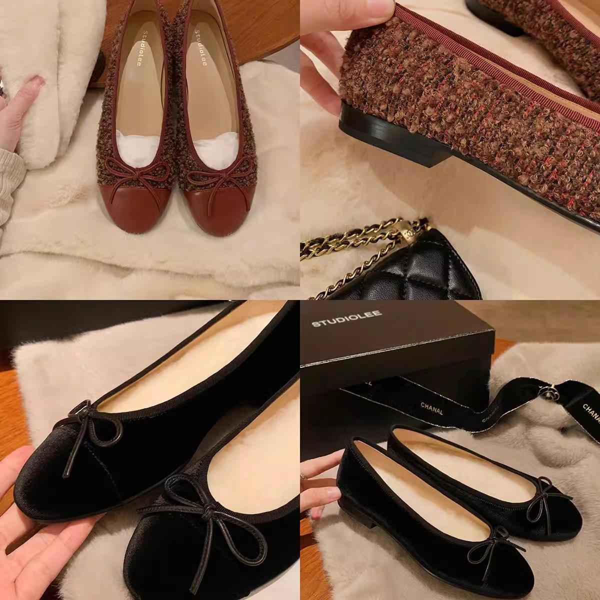 Sheepskin version~ Genuine leather classic pointed round head bow velvet tweed light mouth single shoes women 35
Sheepskin version~ Genuine leather classic pointed round head bow velvet tweed light mouth single shoes women 35