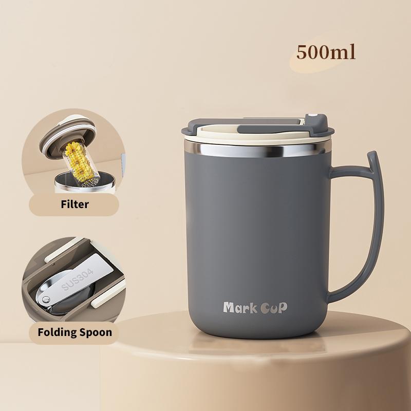 500ml Insulated Stainless Steel Coffee Mug with Lid & Folding Spoon - Reusable, Perfect for Office, Travel, 304 Stainless Steel 500ml сірий колір
500ml Insulated Stainless Steel Coffee Mug with Lid & Folding Spoon - Reusable, Perfect for Office, Travel, 304 Stainless Steel 500ml сірий колір