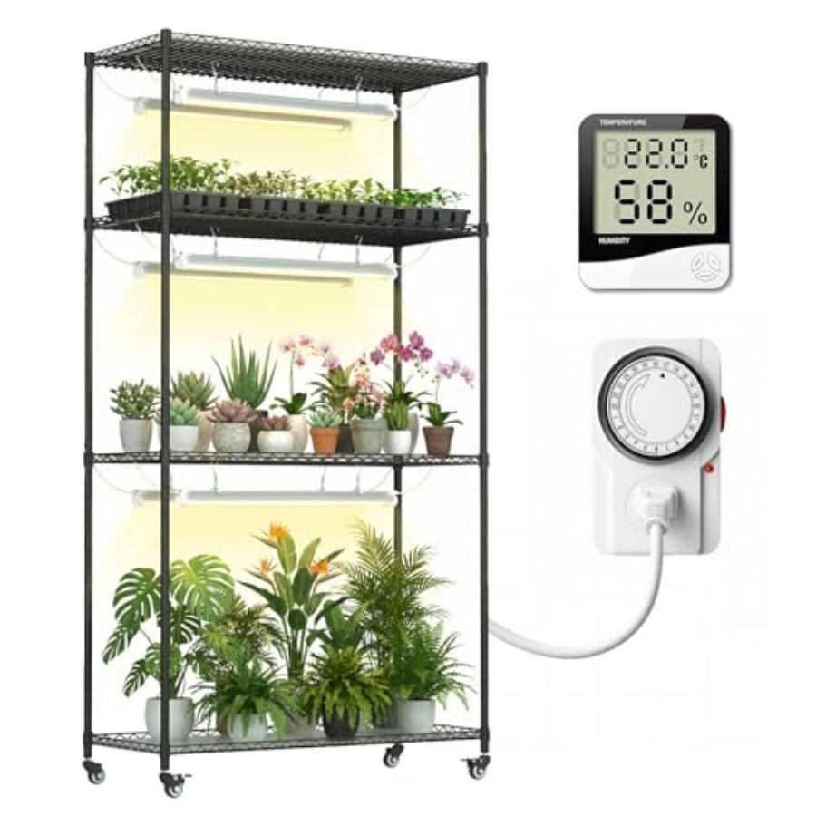 4-Tier Plant Stand with 6 Sets 3-Color LED Grow Lights and Timer Wide Indoor Plant Rack for Herbs Flowers Seed Starting 36 W x
4-Tier Plant Stand with 6 Sets 3-Color LED Grow Lights and Timer Wide Indoor Plant Rack for Herbs Flowers Seed Starting 36 W x