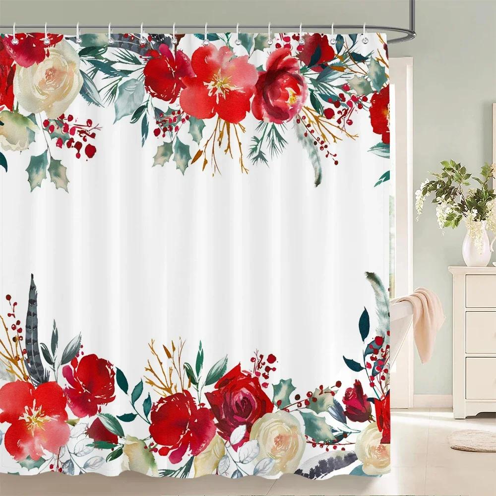 Red Flowers Shower Curtains Waterproof Fabric Floral Bath Curtains For Bathroom Bathtub Large Wide Bathing Cover With Hooks W60H190(CM)-1 Pcs
Red Flowers Shower Curtains Waterproof Fabric Floral Bath Curtains For Bathroom Bathtub Large Wide Bathing Cover With Hooks W60H190(CM)-1 Pcs