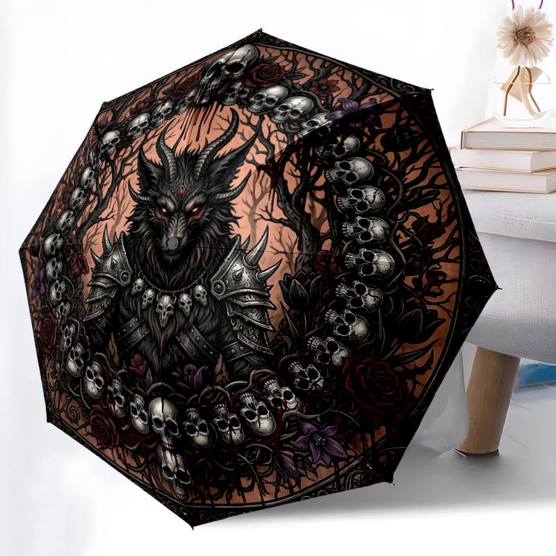 1pc Sturdy 8-Bone Auto Umbrella, Gothic Crow Blood Skull Aura Umbrella, Digital Printed, Foldable Umbrella for On-the-Go Outdoor Use
1pc Sturdy 8-Bone Auto Umbrella, Gothic Crow Blood Skull Aura Umbrella, Digital Printed, Foldable Umbrella for On-the-Go Outdoor Use