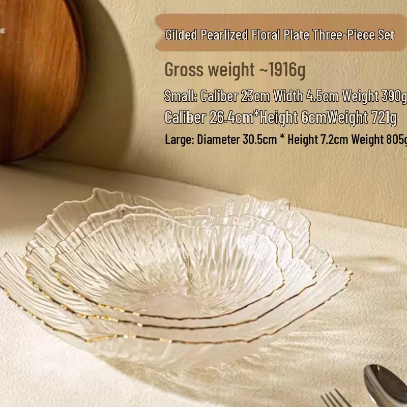 European Style Transparent Gold Rim Glass Snack Plate Set
European Style Transparent Gold Rim Glass Snack Plate Set