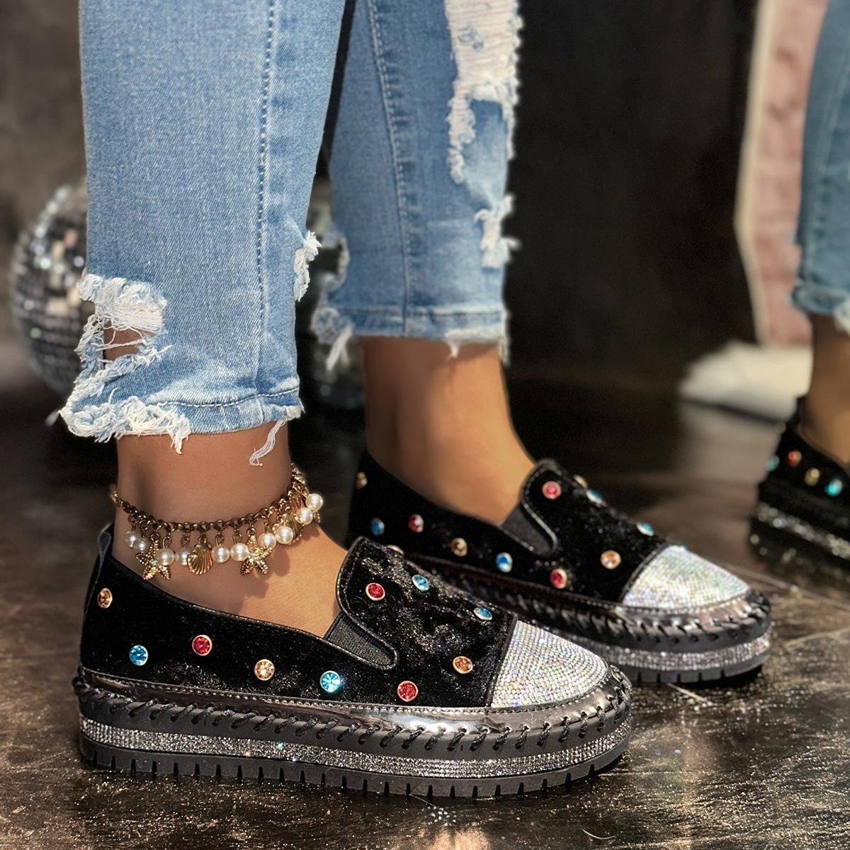 2026 Luxury Crystal Loafers Women Rhinestone Velvet Flats Shiny Slip on Shoes Casual Walking 44 чорний
2026 Luxury Crystal Loafers Women Rhinestone Velvet Flats Shiny Slip on Shoes Casual Walking 44 чорний