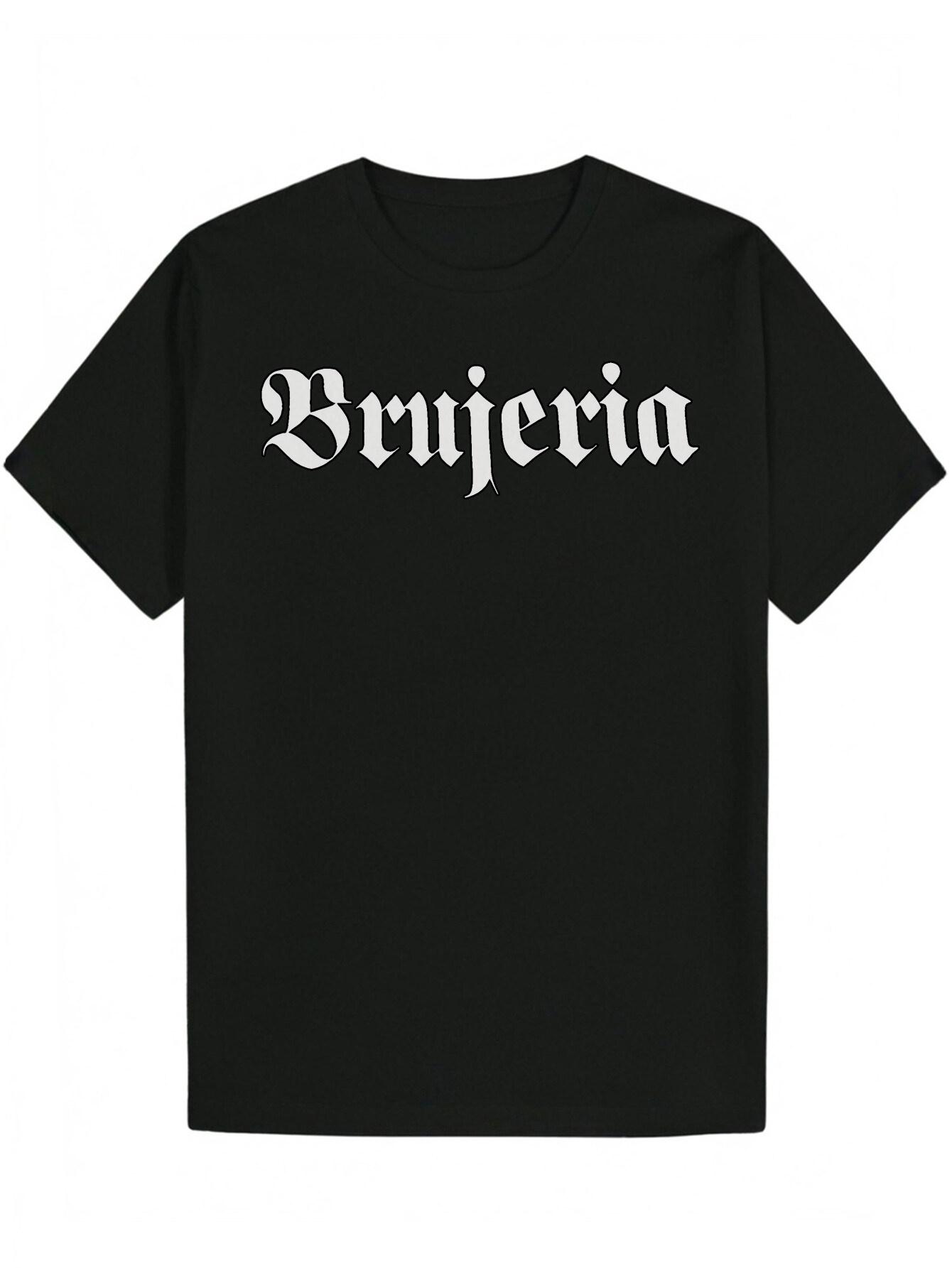 Gothic Letter Print T-shirt - Black with White Brijeira Design L
Gothic Letter Print T-shirt - Black with White Brijeira Design L