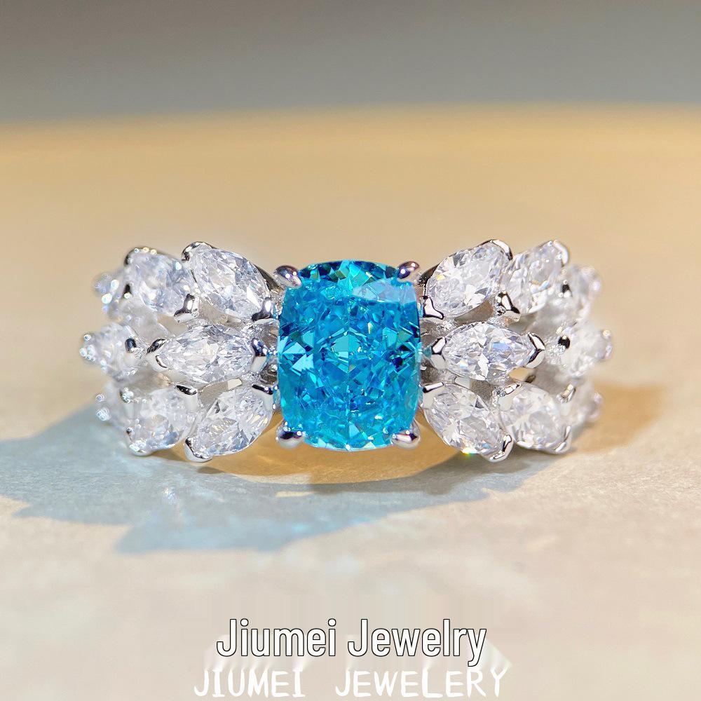 S925 Sterling Silver Aquamarine Butterfly Ring with Zircon and High Carbon Diamond Accents Size 6
S925 Sterling Silver Aquamarine Butterfly Ring with Zircon and High Carbon Diamond Accents Size 6