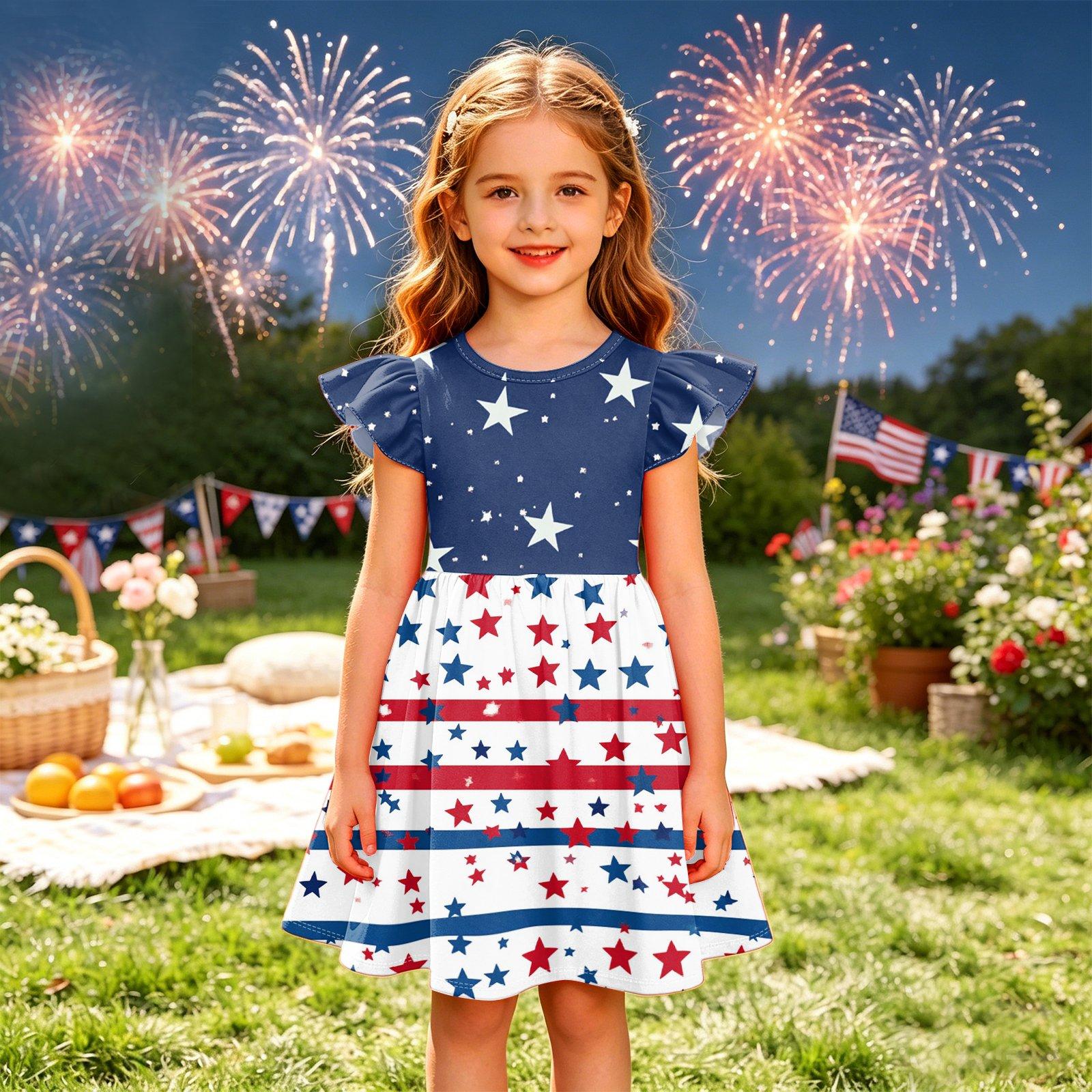 Girls Dress Flutter Sleeve Star Pattern Spliced Dress Casual Summer Dress Lightweight Soft Fabric Comfortable Fit 110 красный
Girls Dress Flutter Sleeve Star Pattern Spliced Dress Casual Summer Dress Lightweight Soft Fabric Comfortable Fit 110 красный