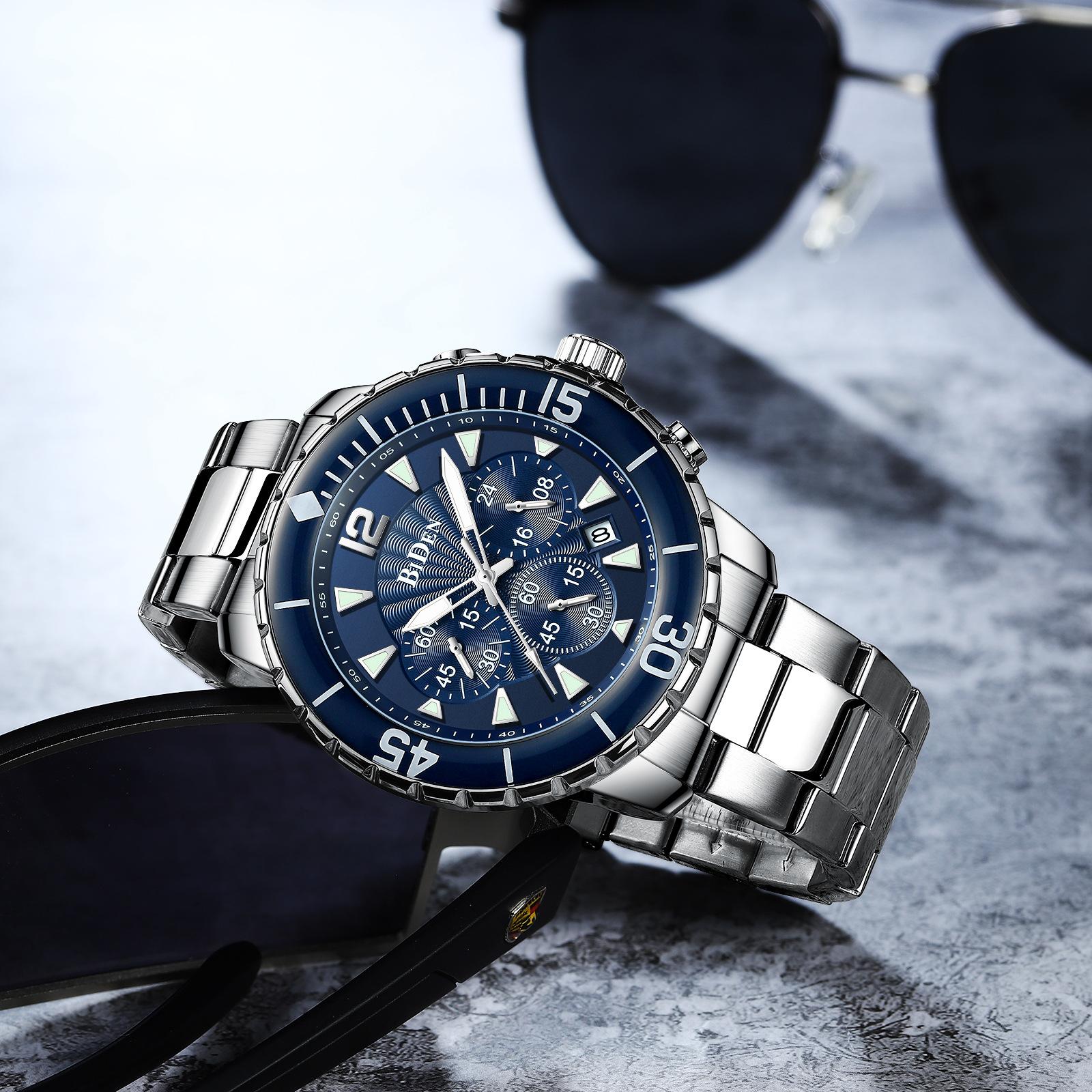 Мужские многофункциональные водонепроницаемые персонализированные модные кварцевые часы BIDEN синий/серебряный
Мужские многофункциональные водонепроницаемые персонализированные модные кварцевые часы BIDEN синий/серебряный