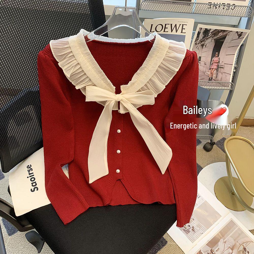 Women s High-End Knitted Peter Pan Collar Sweater with Ruffle Bow - Autumn/Winter One Size чёрный
Women s High-End Knitted Peter Pan Collar Sweater with Ruffle Bow - Autumn/Winter One Size чёрный