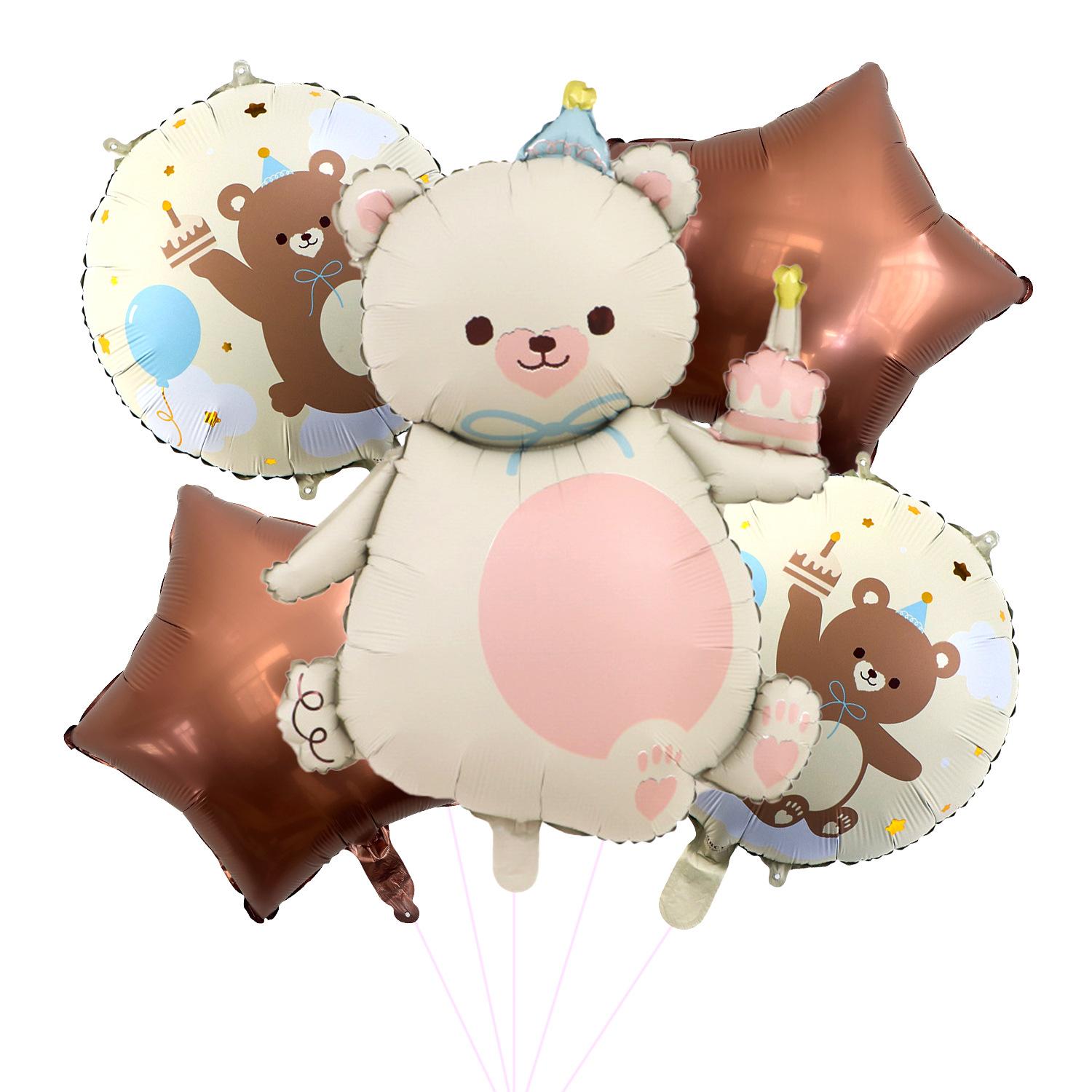 Matte Magic Cake Bear Aluminum Film Balloon Five-Piece Birthday Party Pentagram Balloon Decoration Arrangement Brown Pentagram Milk White Bear Set
Matte Magic Cake Bear Aluminum Film Balloon Five-Piece Birthday Party Pentagram Balloon Decoration Arrangement Brown Pentagram Milk White Bear Set