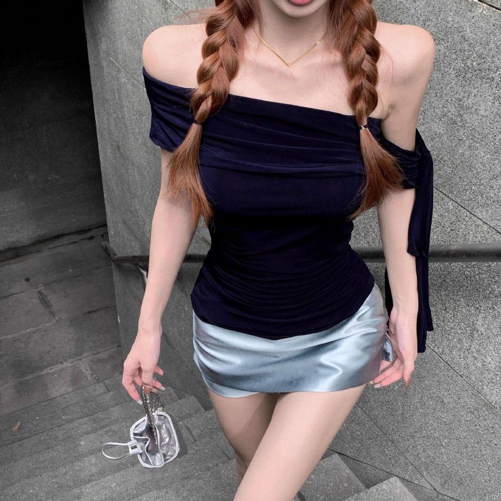 Slim Fit Short Sleeve T-shirt Ribbon Off Shoulder Shirt Top Sweet Y2K Crop Top Women Girls S темно-синий
Slim Fit Short Sleeve T-shirt Ribbon Off Shoulder Shirt Top Sweet Y2K Crop Top Women Girls S темно-синий
