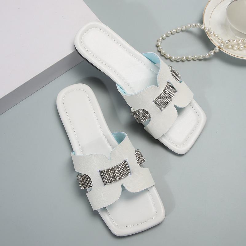 Large-sized Open-toe Rhinestone Flip-flops Summer Square Toe Flat Shoes Casual Beach Slippers 36 білий
Large-sized Open-toe Rhinestone Flip-flops Summer Square Toe Flat Shoes Casual Beach Slippers 36 білий