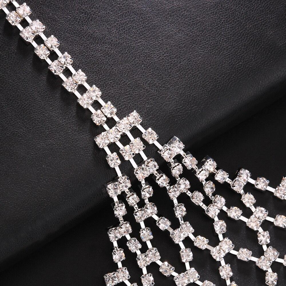 Cheap Mesh Rhinestone Tassel Bra Chain Bikini Body Accessories Festival