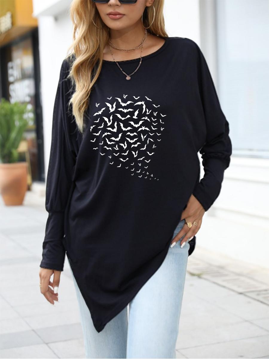 Female Fashion Printed Logn Sleeve Top Women s Oversize Long-Sleeve Spring/Fall Asymmetrical Hem T-Shirt S чёрный
Female Fashion Printed Logn Sleeve Top Women s Oversize Long-Sleeve Spring/Fall Asymmetrical Hem T-Shirt S чёрный