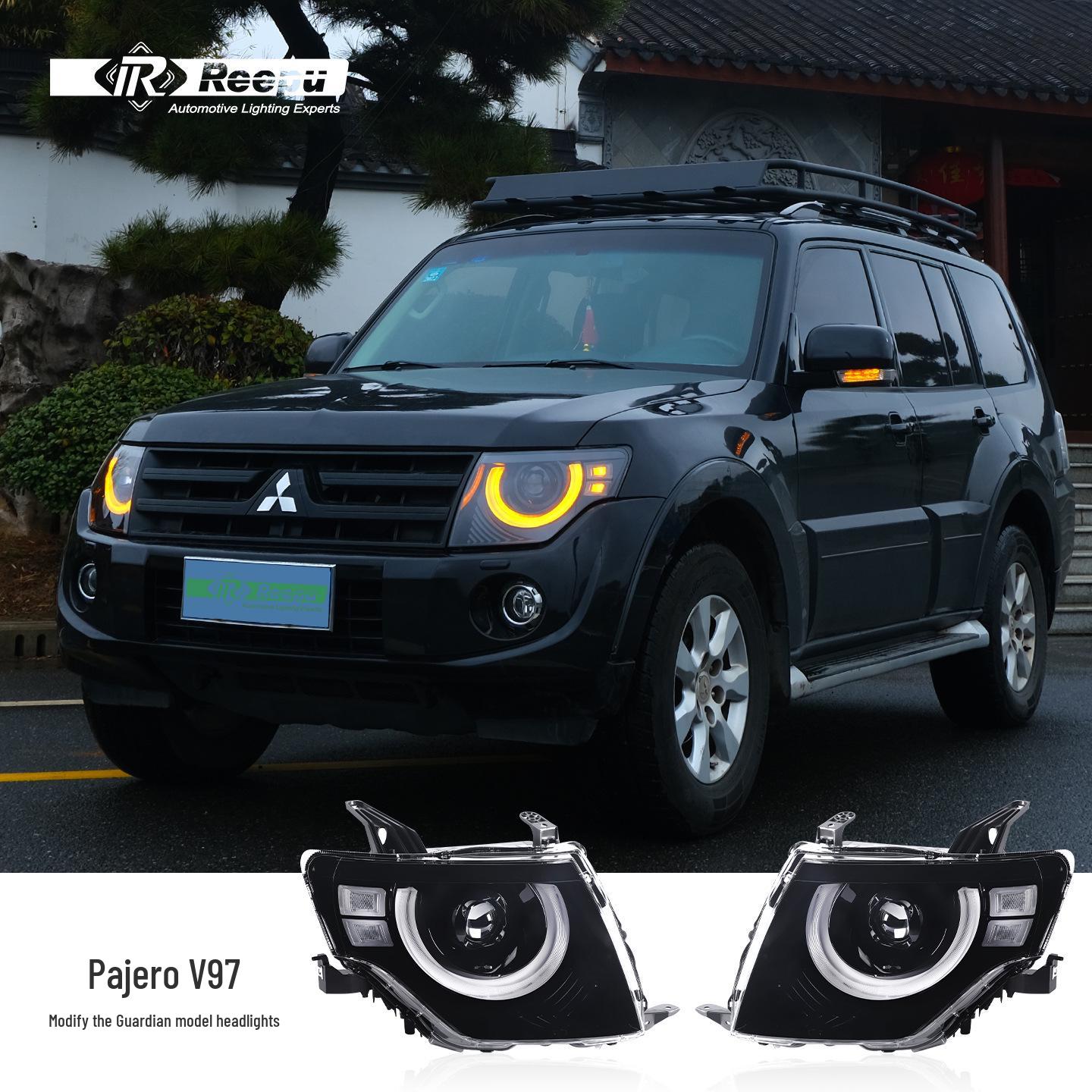 Mitsubishi Pajero V97 (07-21) LED Headlight Assembly with Daytime Running Lights, Defender Style. Marquee + Flowing Turn Version
Mitsubishi Pajero V97 (07-21) LED Headlight Assembly with Daytime Running Lights, Defender Style. Marquee + Flowing Turn Version