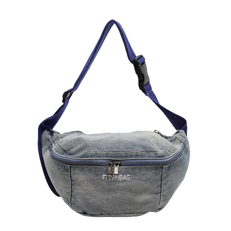Сумка-мешок из денима, женская, большая вместимость, сумка на плечо, поясная сумка синий
