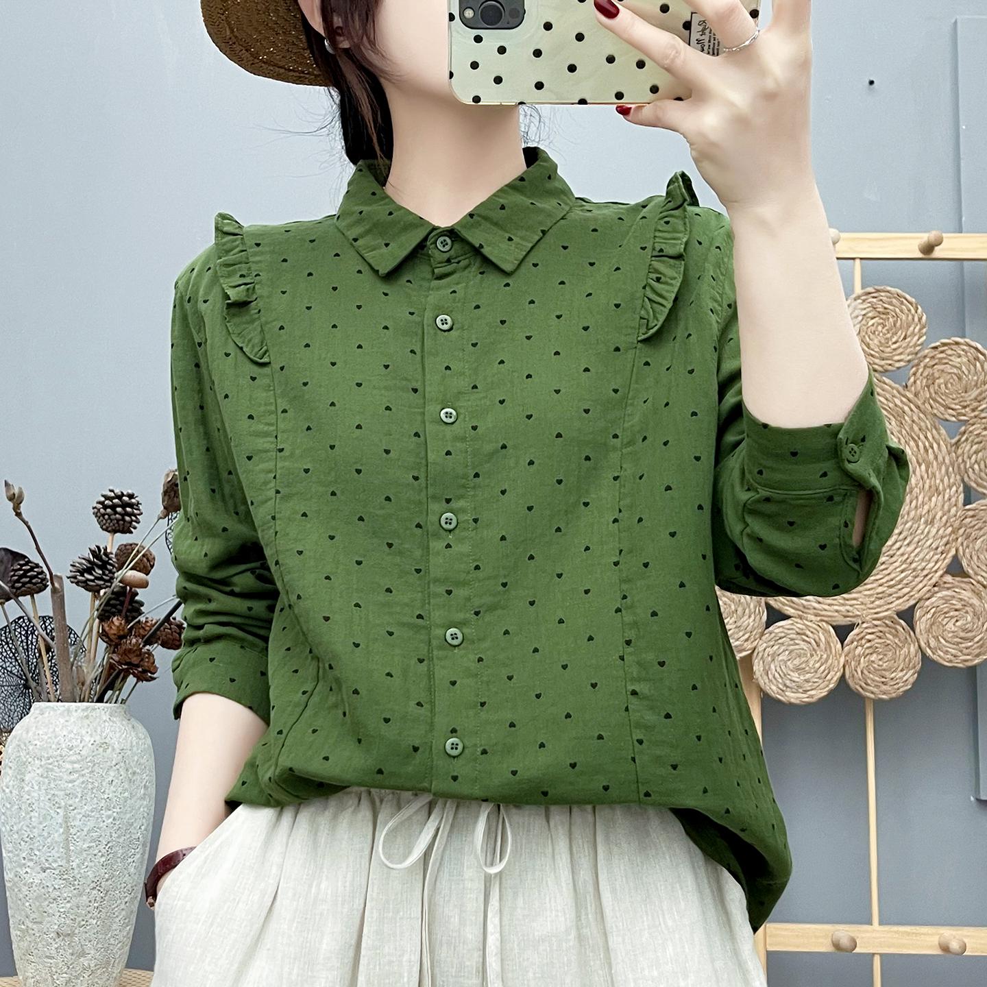 Women s Heart Print Flounce Sleeve Cotton Gauze Top – Soft, Loose, and Skin-Friendly Medium (100-125 jin)
Women s Heart Print Flounce Sleeve Cotton Gauze Top – Soft, Loose, and Skin-Friendly Medium (100-125 jin)